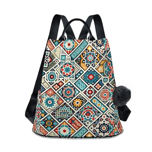 Sac à dos de voyage imprimé mandala avec poche principale à ouverture inversée