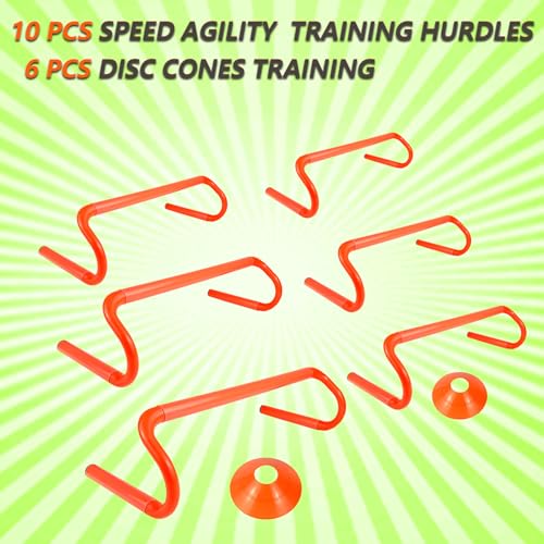 10 pcs 634 speed agility training hurdles with 6 marker cone durable detachable training equipments plyometric all speed hurdle for athletes soccer basketball football practice