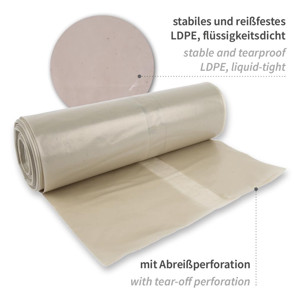 100 Stück, Müllsäcke Premium Hygoclean, FRANZ MENSCH, 120 l, LDPE | 70 my, 110 x 70 cm, auf Rolle, transparent, Müllbeutel, Mülltüten, reißfest, Abfallsack für Gewerbe