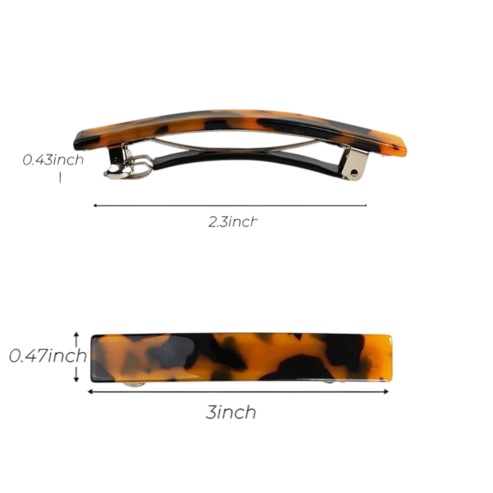 3Pcs Tortoise Shell Hair Barrettes, Acetate Hair Barrettes Acrylic French Design Hair Clips Automatic Hair Clip for Women Ladies 1