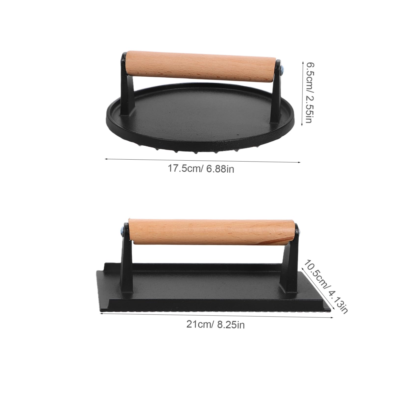 OUNONA 2piezas Prensas Rectangulares De Hierro Unidades Mango De Madera para Hamburguesas y Parrilla
