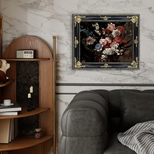 Image of Gothic Black 11x14 Vintage Picture Frame for Wall Hanging, Real Glass, Ornate Victorian Baroque Frames with Mat for 8x10 or 11 x 14 Photos