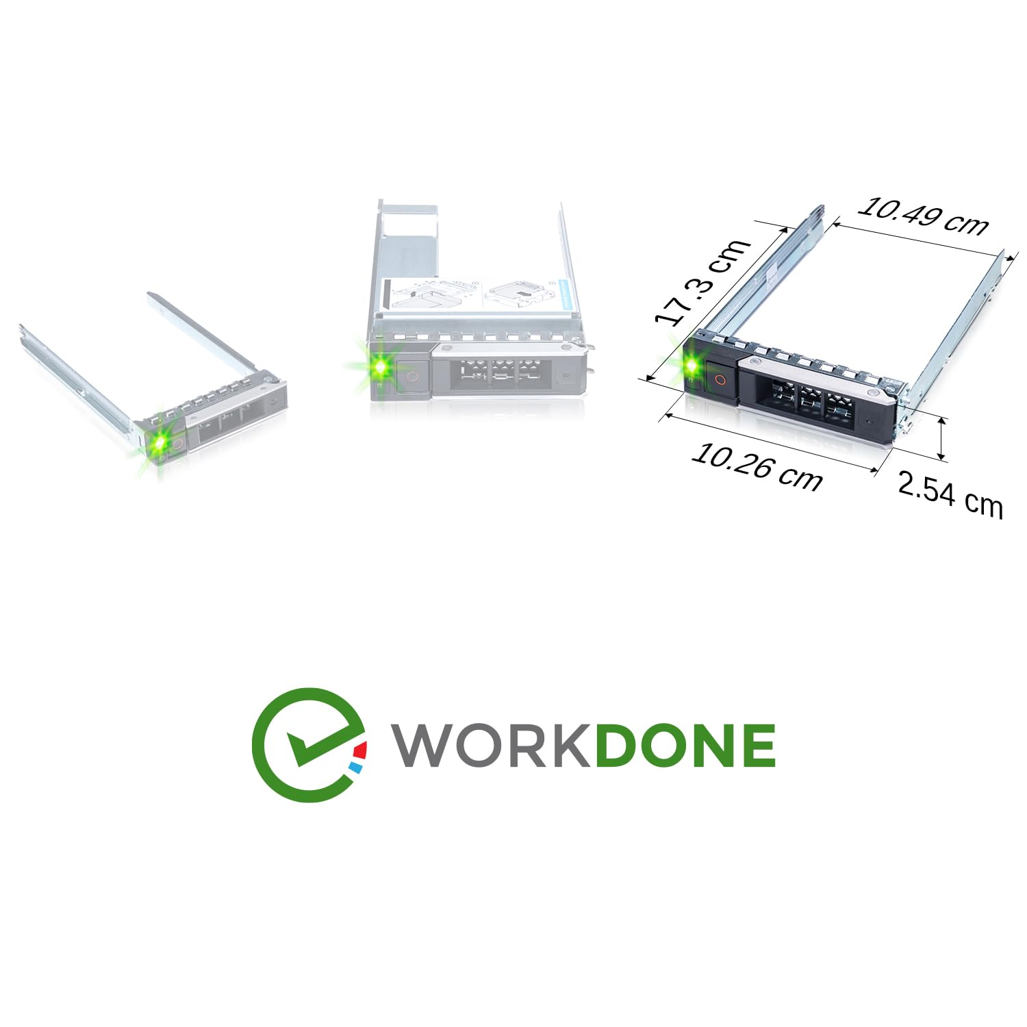 WORKDONE Pack 4u. - Plateau Caddy HDD 3.5" - Compatible avec serveurs Dell PowerEdge 14ème - Manuel Installation Détaillée - Autocollants Partie Avant - Tournevis
