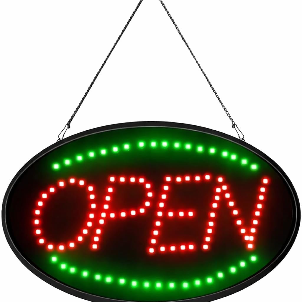 Jumbo 24" x 13" LED Neon Sign with Motion - "OPEN" (Red/Blue) B30 (Jumbo Green OPEN U33)