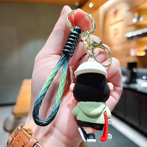 Image of Cute Cartoon Character Silicone 3D Key Chain with Strap Charm & Metal Hook, Merchandise Key Rings Gift for Kids Girls Boys Men & Women
