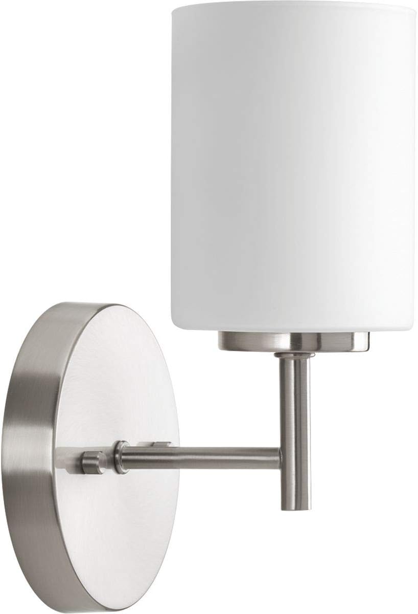 Progress Lighting Replay Collection 1-Light Etched White Glass Modern Bath Vanity Light Brushed Nickel, E26