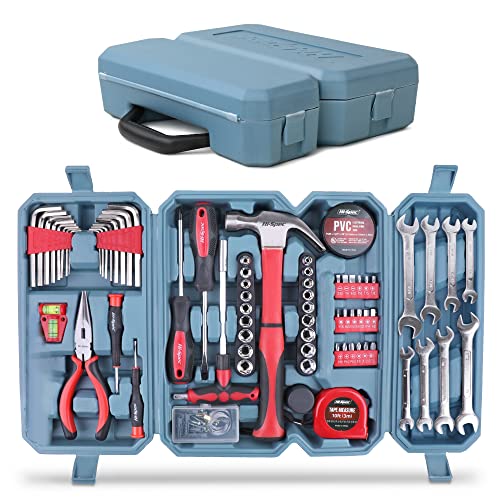 Hi-Spec 73pc Complete Household Tool Box, Essential Kit with Hand Tools for Mechanics Home, Office Repairs