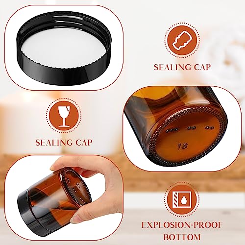 Norme 48 Pcs 4 oz Glass Jars with Lids Leakproof Round Airtight Empty Cosmetic Jars with Inner Liners Lid for Storing Lotions Powder Ointments Candle Making Tins (Black,Amber)3