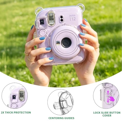 Funda transparente para Fujifilm Instax Mini 12 con correa gris miniatura 4