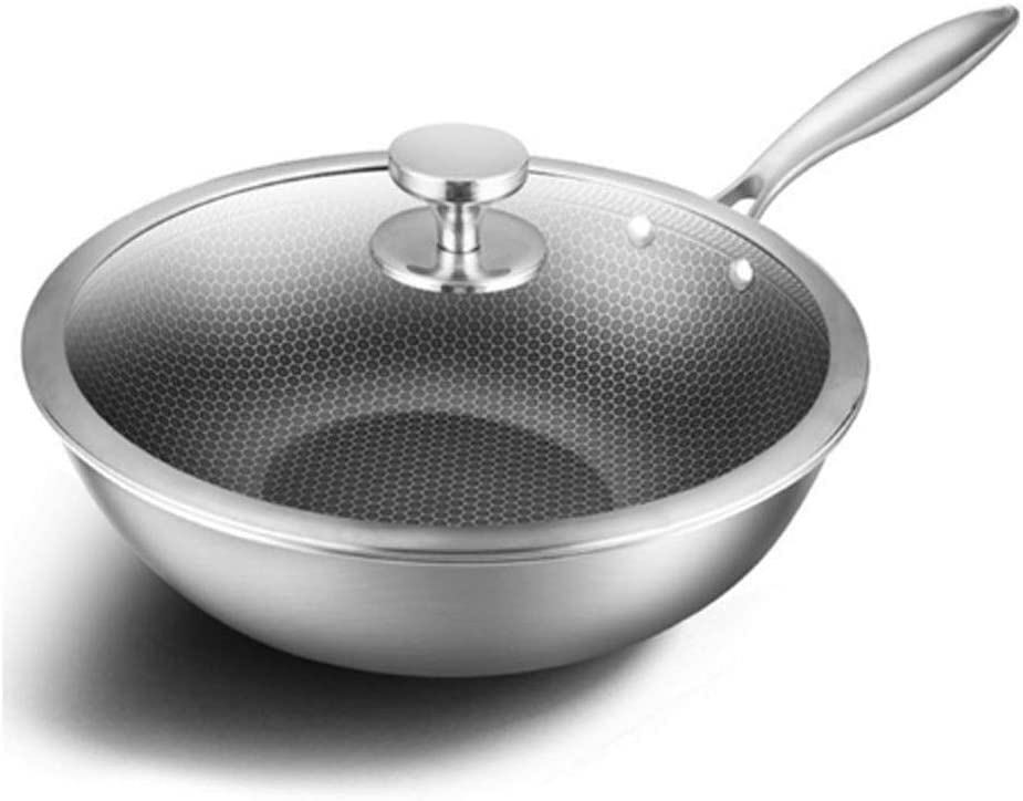 Wok de acero inoxidable 304 con superficie honeycomb antiadherente