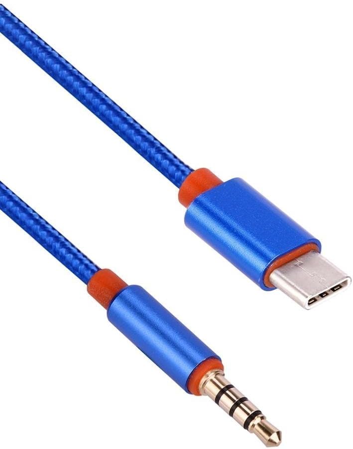 Type-c to 3.5mm Audio Aux Cable,Wpeng 3FT Gold-Plated Stereo 3.5mm 4 Pole Male to USB-C Male Weave Nylon Speaker Cable Specialty(Not Working Pixel 2 XL/2)(Blue)