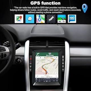 4G+64G Car stereo For Ford Edge Radio Upgrade 2011 2012 2013 2014, 9.7 Inch Tesla Style Touch Screen radio Replacement, Built-In Wireless Carplay Android Auto, Back Up Camera GPS Bluetooth SWC FM WIFI