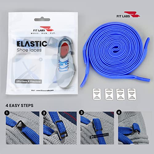Image of No Tie Shoelaces for Kids and Adult - Elastic Flat Shoelaces for Sneakers, Boots, Board Shoes, Casual Shoes - One Size Fits All - Pack of 1 Pair (Blue)