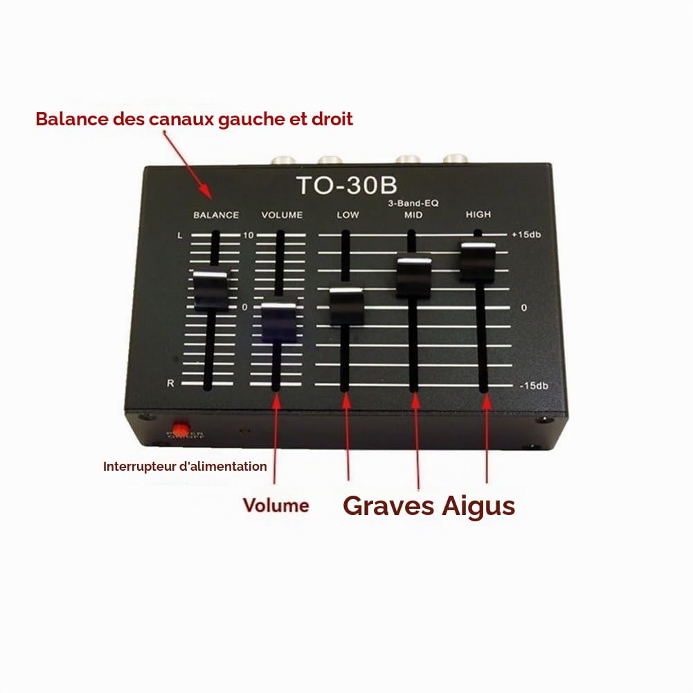 To-30B DC5V Égaliseur Audio Stéréo Préamplificateur Équilibré à Trois Bandes Hautes, Moyennes et Basses Contrôle du Volume de L'Équilibre Audio