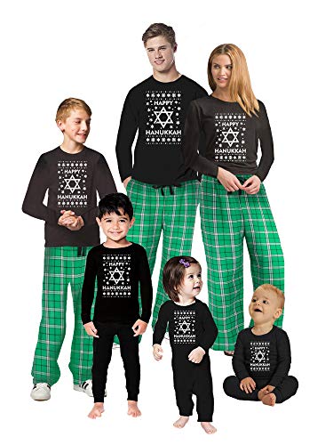 Awkward Styles Family Christmas Pajamas Happy Hanukkah Set Green Hanukkah Xmas Pjs Matching Sleepwear