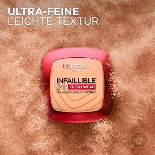 L'Oréal Paris Wasserfestes Puder Make-up mit hoher Deckkraft, Deckendes Kompaktpuder mit mattem Finish und 24h Halt, Infaillible 24H Fresh Wear Foundation Powder, Nr. 130 True Beige, 1 x 9 g – Bild 6