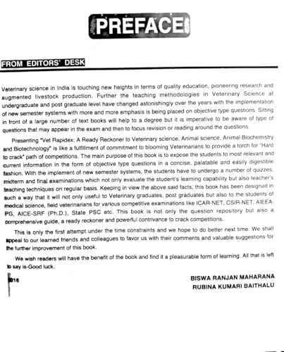 Image of Vet Rapidex - 2023 A Ready Reckoner to Veterinary Science, Animal Science, Animal Biochemistry and Biotechnology [Paperback] Biswa ranjan maharana M.V.Sc. Ph.D (ICAR-IVRI)