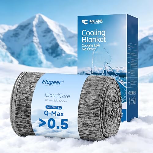 Image of Elegear Arc-Chill 3.0 Cooling Blanket for Hot Sleepers, Throw, Black | Q-Max>0.5 Cooling Fabric, Absorbs Heat to Keep Body Cool, Lightweight Summer Blankets for Night Sweats & Menopause, 51 inchx67 inch