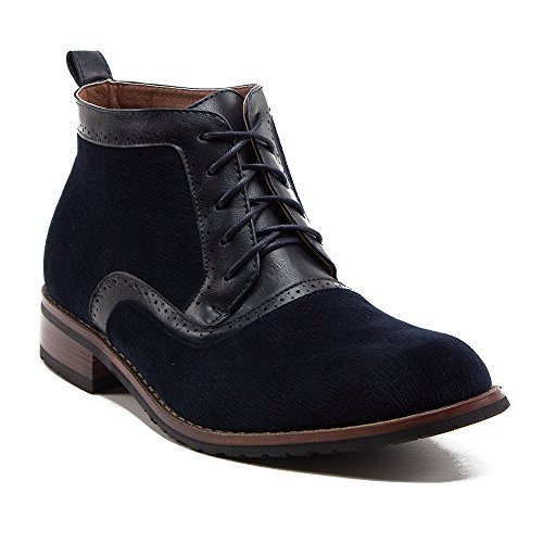 Ferro Aldo Men's 806513 Designer Suede Tall Brogue Lace Up Dress Boots, Blue
