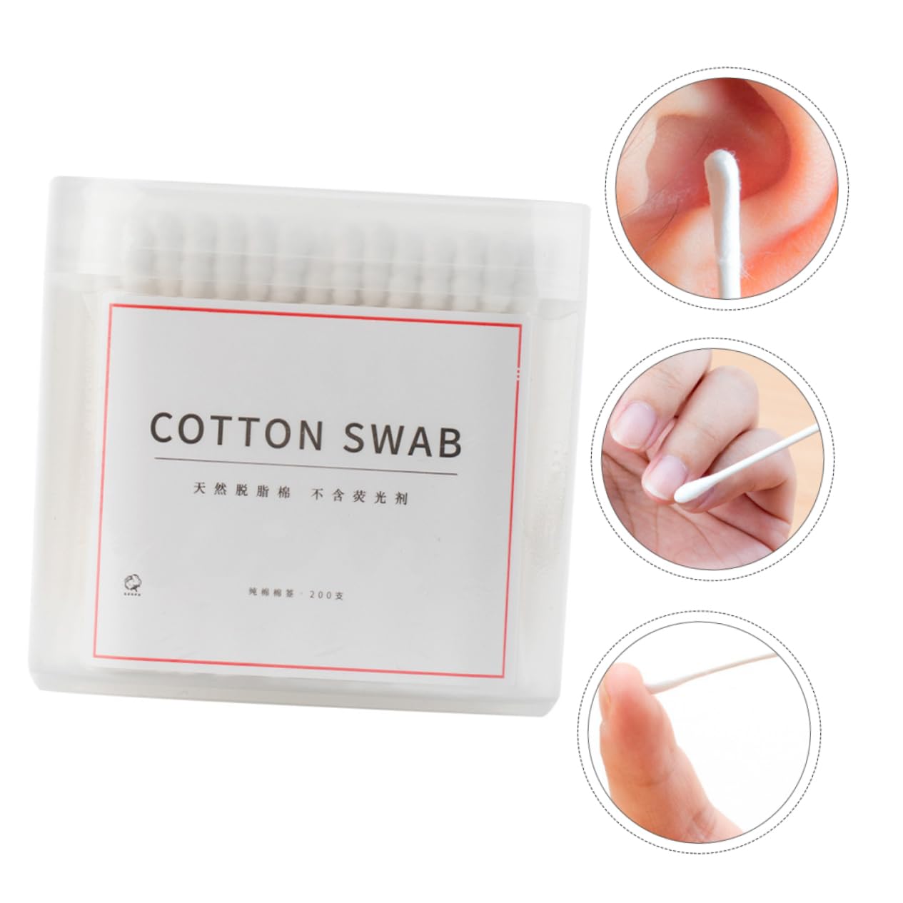 Beatifufu Cotton Swab Set 200pcs Double-Ended Swabs Ear Pick Makeup cotton Paper Stick White Safe for Daily Use