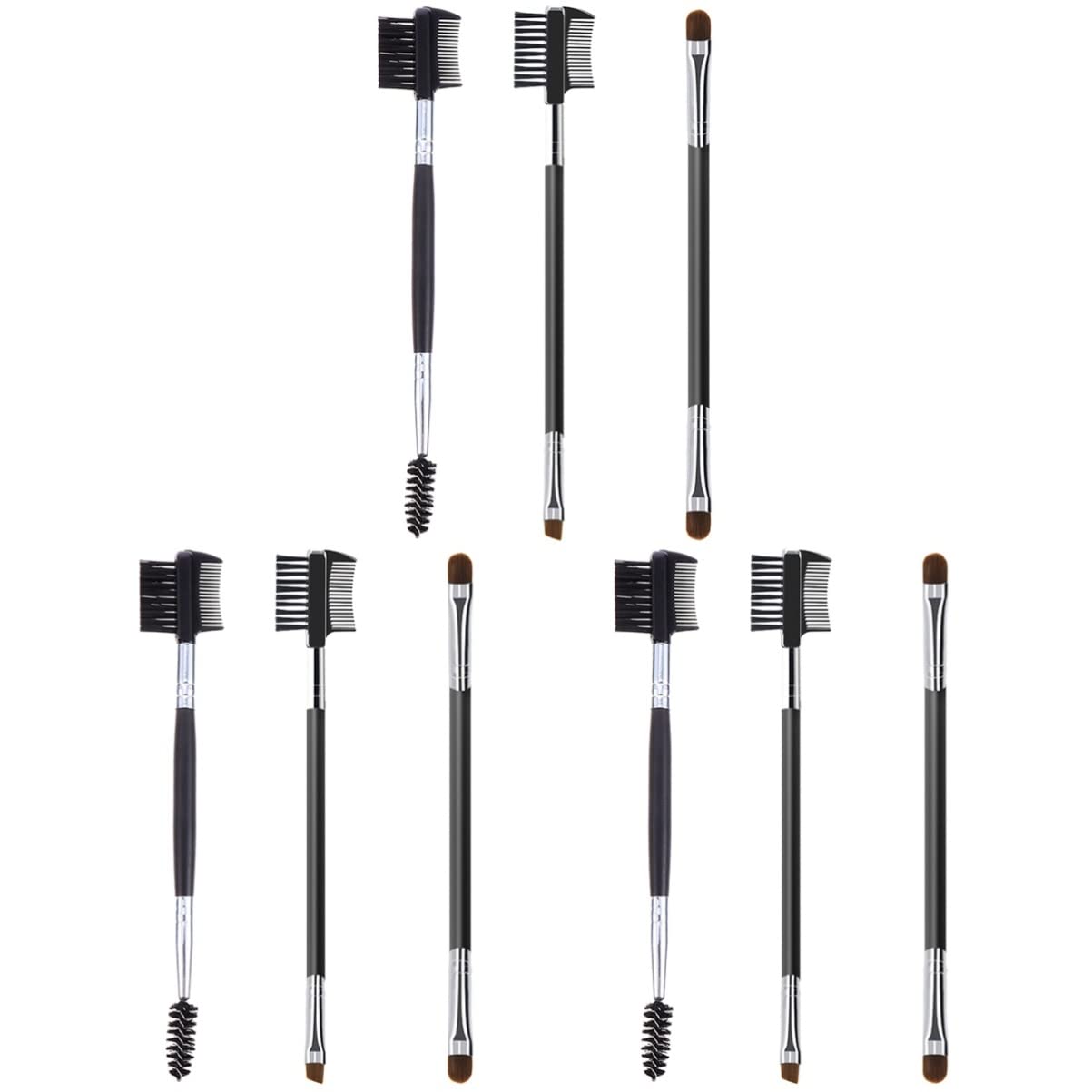 minkissy 3sets Double-ended Makeup Brush Set Brow Lamination Supplies Portable Eyebrow Comb Beauty Tool Brow Filler 3pcs*3