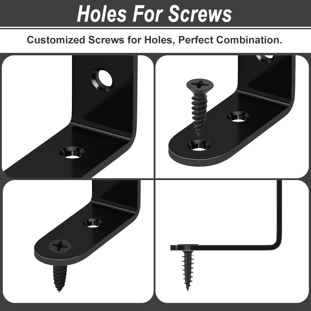 Glarks 8 Sets Right Angle Bracket - 125x125x3mm Black L Bracket for Wood Chair Bookshelf Board Window Furniture Cabinet