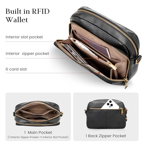 Image of befen Genuine Leather Crossbody Bag for Women Anti Theft Purse and Hangbags with Built in RFID Wallet