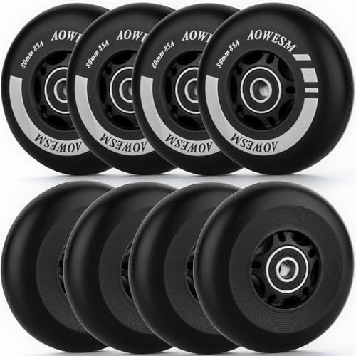 Inline skate wheels 72/76/80mm 85A with bearings & spacers (8-pack)