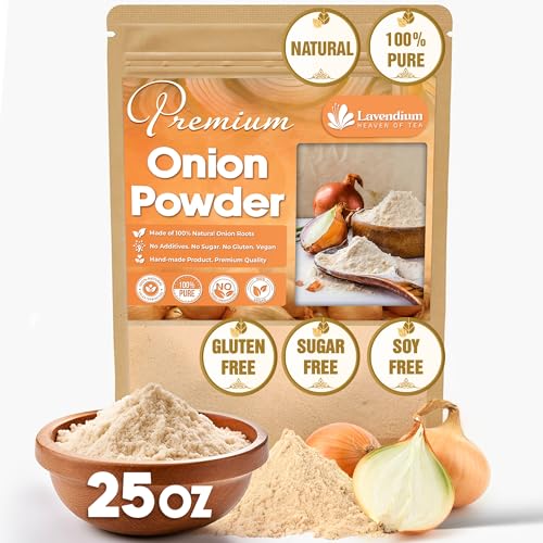 Image of Lavendium, Premium 25oz Onion Powder, 100% Natural & Pure Ground Onion, No Additives or Preservatives, Non-GMO, Plant-Based & Vegan, Perfect for Soups, Sauces, Seasoning & Marinades