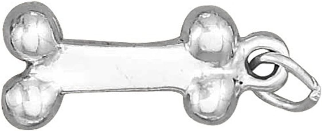 Sterling Silver Mens Unisex 1.5mm Box Chain 3D Engraveable Realistic Dog Bone Pendant Necklace