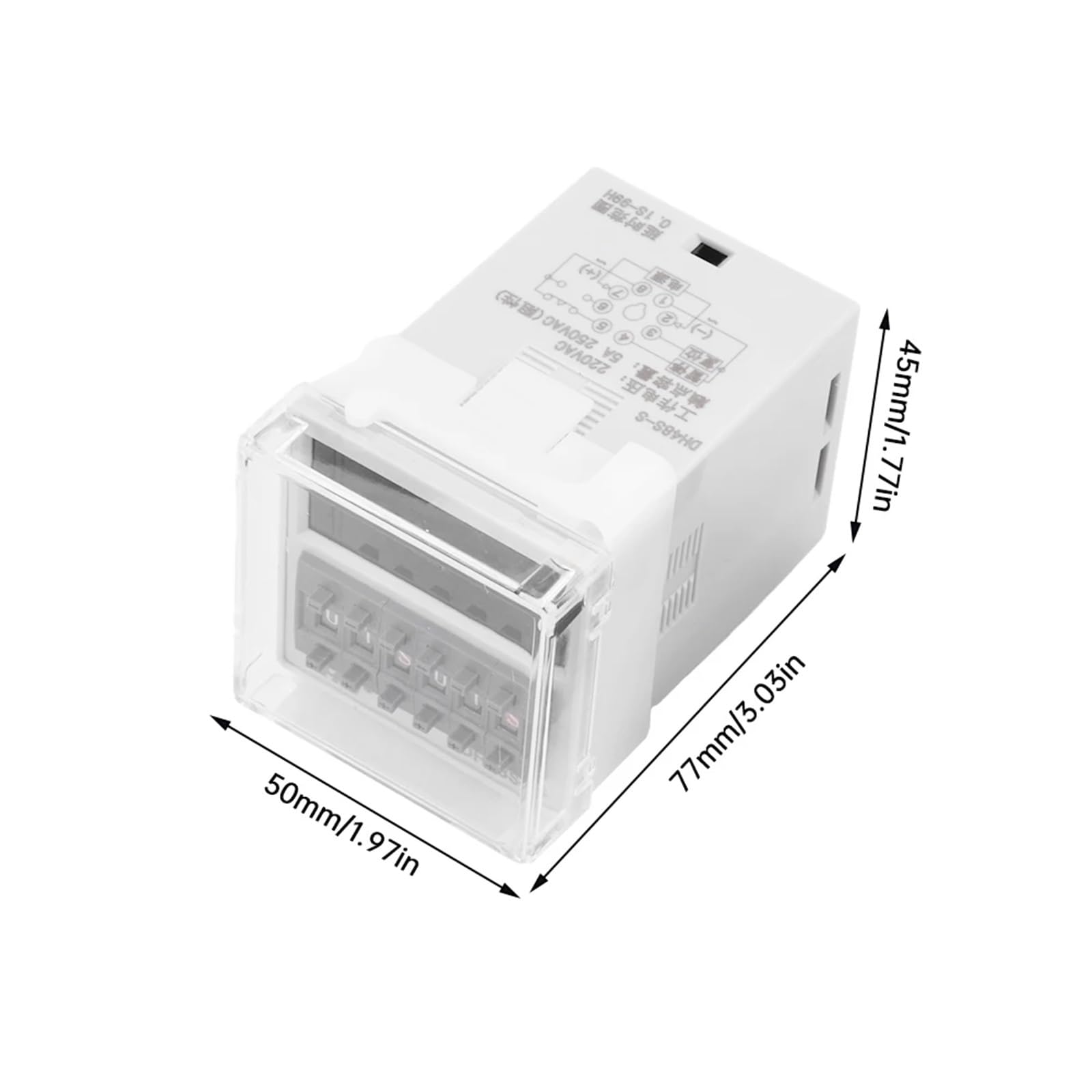 AC220V AC/DC24V AC/DC12V Digital Display Loop Delay Controller Relè temporizzato Relè interruttore temporizzato con base presa DH48S Din Rail(AC DC 220V)