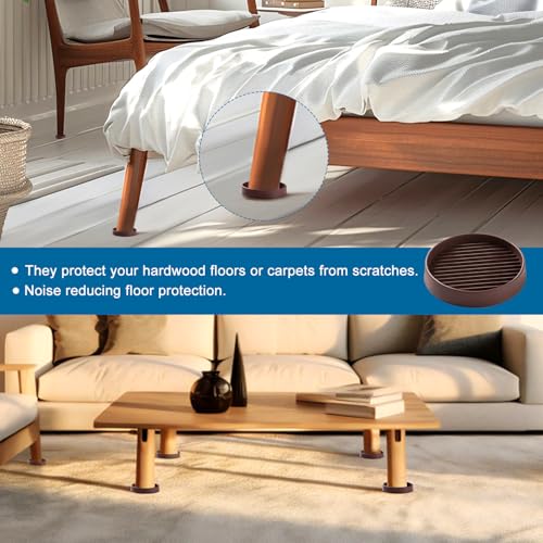 VooGenzek 4 PCS 3”/7.6cm Round Non Slip Furniture Pads, Bed Stoppers Rubber Furniture Feet - Image 4