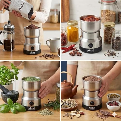 Image of Mini Mixer Grinder Small Size Electric | Portable Spice & Coffee Grinder Machine | Stainless Steel Jar | Small Mixer Grinder for Home Kitchen (300ml)