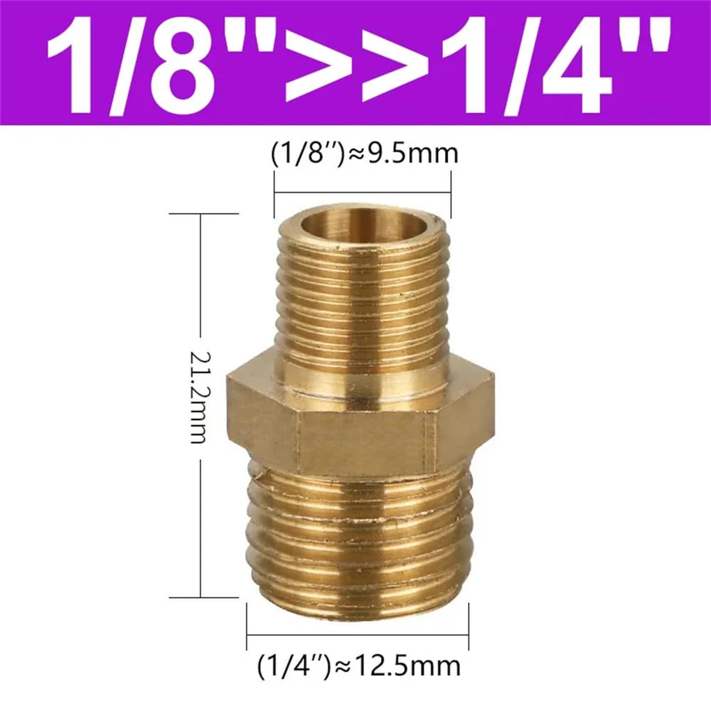 Racores de latón para mangueras, Accesorio de tubería reductor hexagonal de latón, rosca de 1/8, 1/4, 3/8, 1/2, 3/4 y 1 pulgada, adaptador de cobre, conector de acoplamiento igual, junta de plomería(0