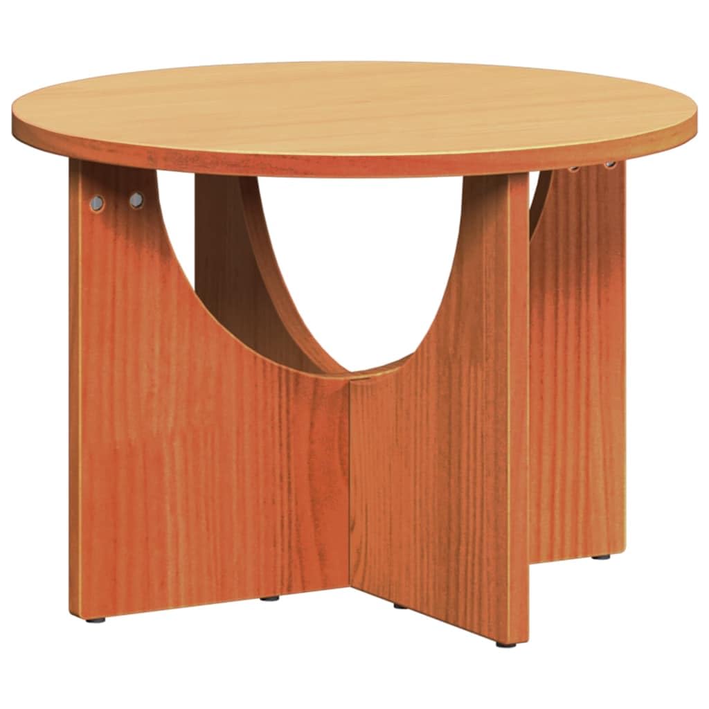 Mesa de centro redonda marrón cera de madera maciza de pino 50 x 50 x 35 cm, mesa de salón estable para bebidas y libros, mesa de sofá versátil para el hogar
