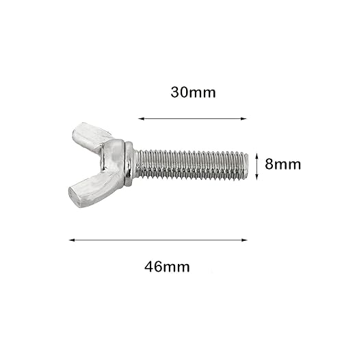Miniatura 3 de heyous 10 tornillos de acero inoxidable con tuercas M8-0.049x1.181 in apriete a mano sin herramientas Perno de ajuste Tornillos de mariposa cabeza