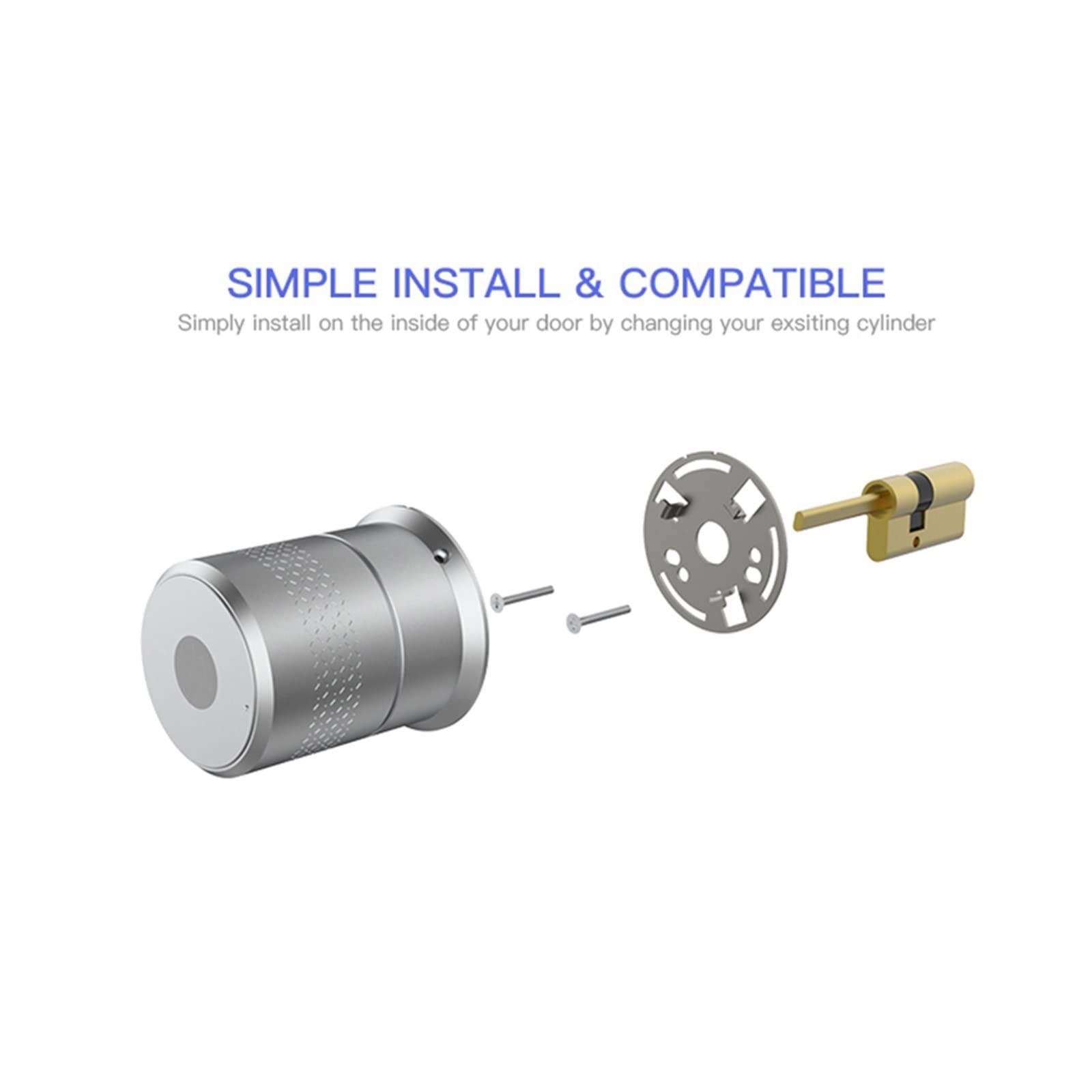 Inteligentna blokada, blokada linii papilarnych. Inteligentny zamek do drzwi Tuya elektroniczny Cylinder linii papilarnych M521 Bluetooth dla grubości 50-100mm wsparcie drzwi Alexa Smartlife(M521 and