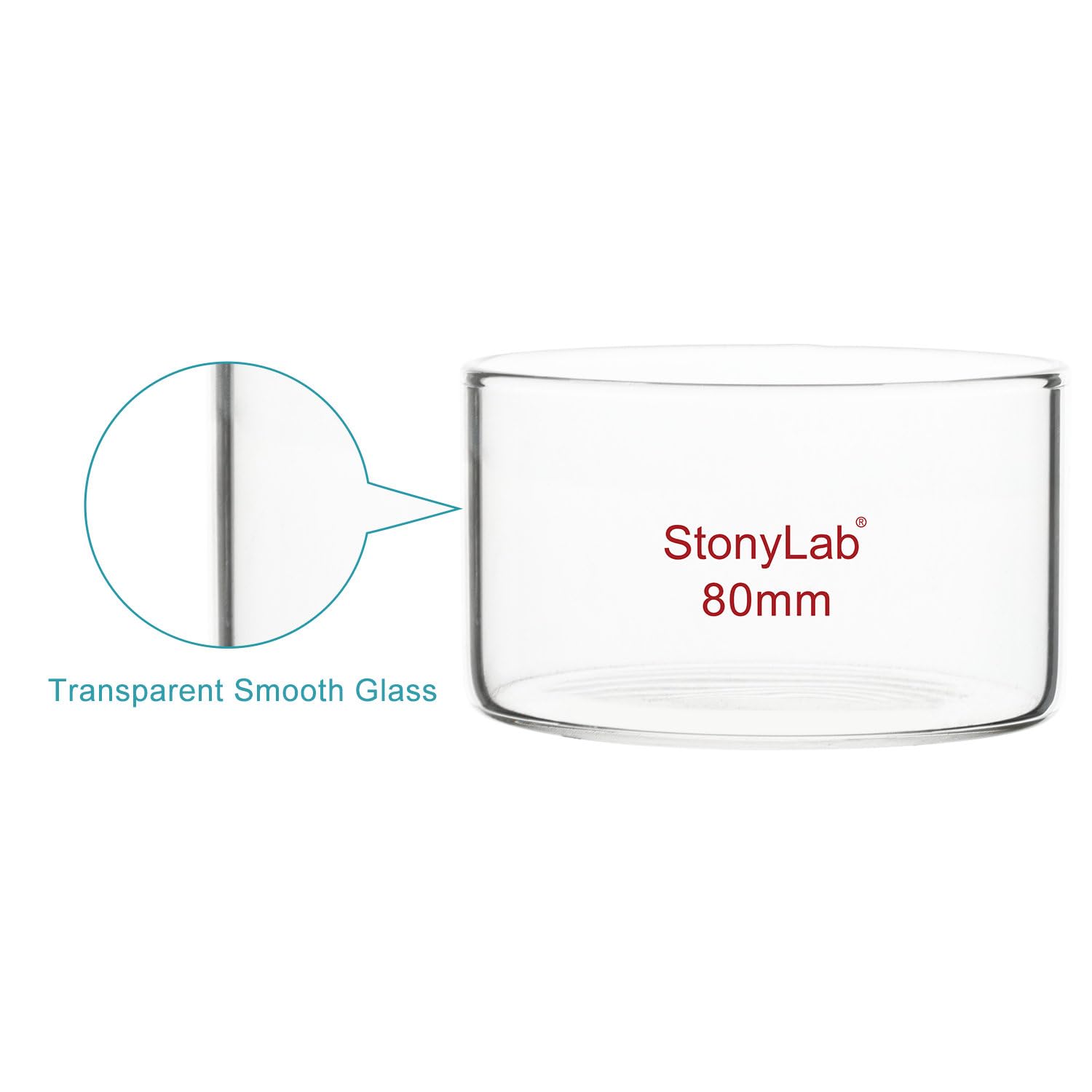 stonylab Kristallisierschale, Dickwandige Kristallisierschalen aus Hochwertigem Borosilikatglas für Kristallisation und Verdampfung im Labor, Flacher Boden, Ohne Ausguss, 100 ml