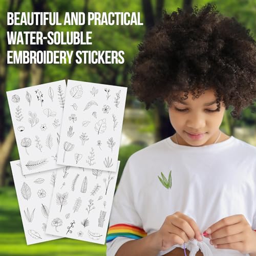 Image of Spritewelry 80 Pcs Water Soluble Embroidery Stabilizers, Stick and Stitch Transfer Embroidery Paper Wash Away Adhesive Stabilizers for Hand Sewing Lover Beginners