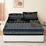 Fitted Sheet Queen Size Periodic Table of Chemical Elements Pillow Cases Sheet Microfiber Breathable,Soft with 16' Deep Pocket Wrinkle and Fade Resistant Home Decor Christmas Bed Sheet Set
