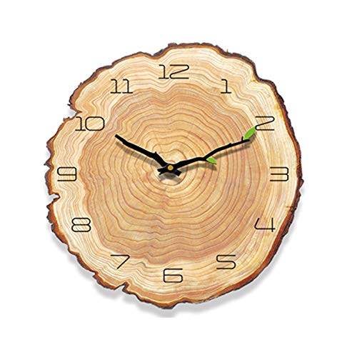 Beihaoer - Reloj de pared anual, 12 pulgadas, de madera, sin tictac, funciona con pilas, creativo, irregular, decorativo, silencioso, para la habitación de los niños, sala de estar en interiores