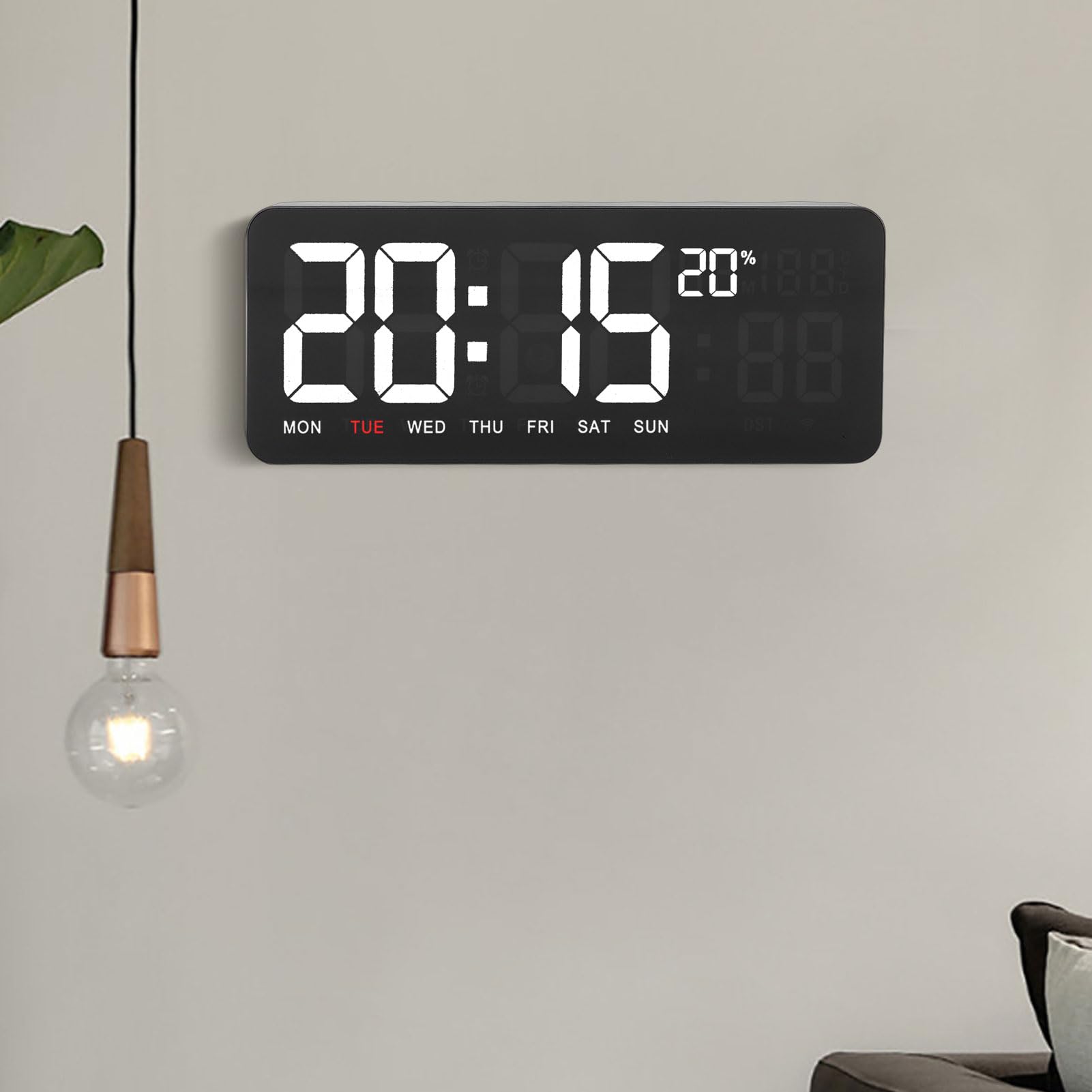 Amazon.co.jp: OPPWONG デジタル壁掛け時計、16インチ LEDディスプレイ