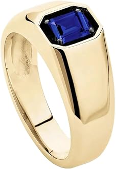 FYBIOD 10K 14K 18K Gold Men's 2 Carat Emerald Cut Gemstone Ring Custom Gemstone Birthstone Pinky Ring for Men Jewelry Gift for Him