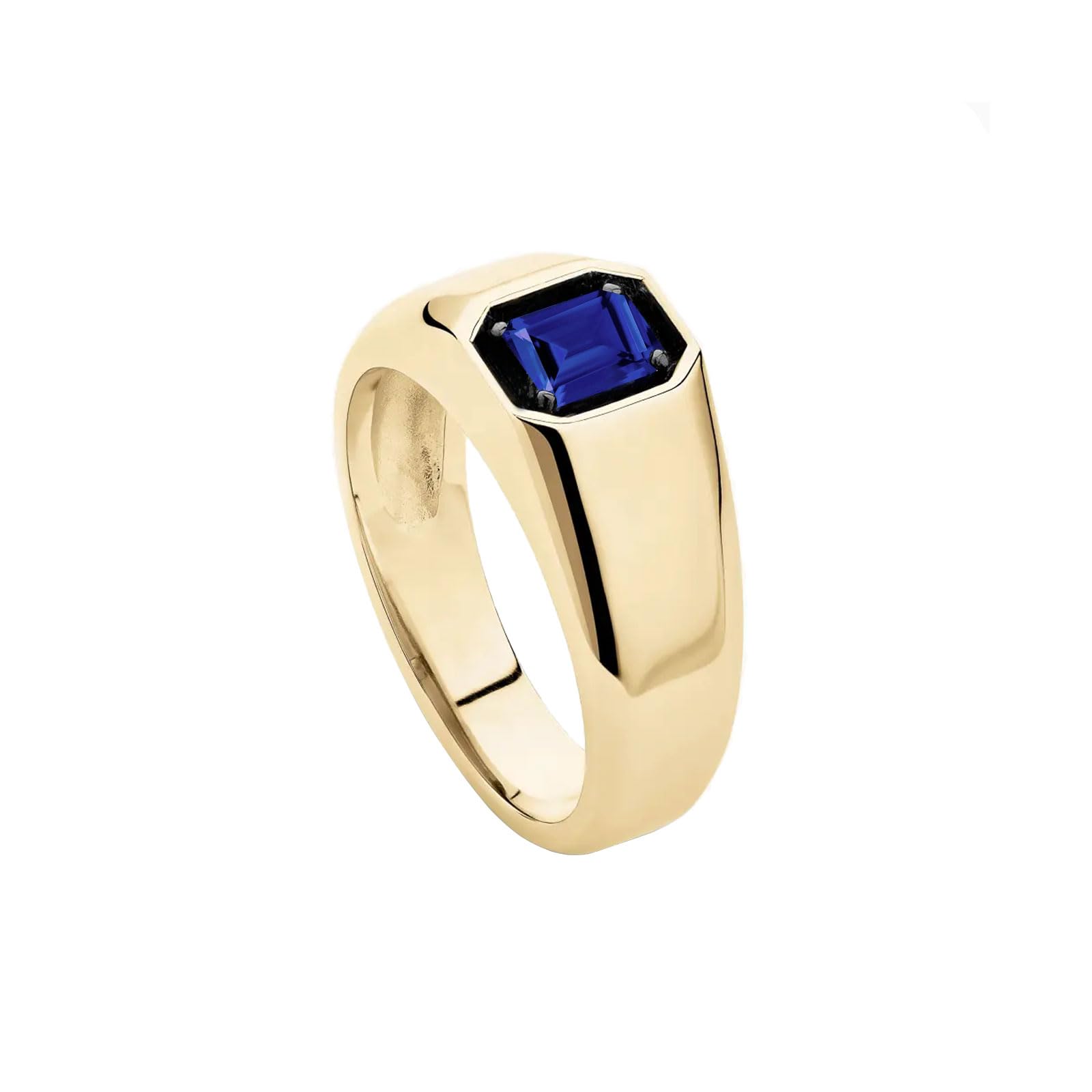 10K 14K 18K Gold Men's 2 Carat Emerald Cut Gemstone Ring Custom Gemstone Birthstone Pinky Ring for Men Jewelry Gift for Him