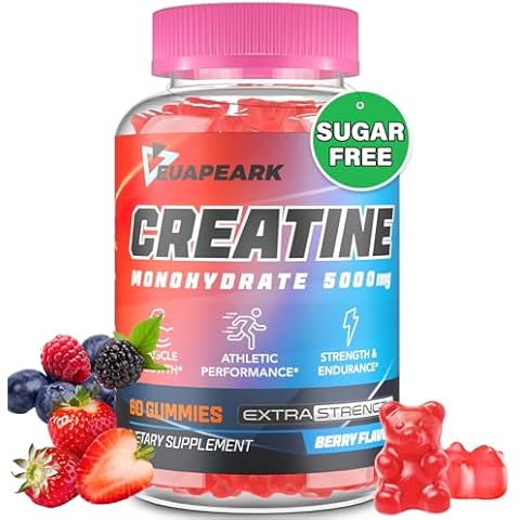 Creatine Monohydrate Gummies, Creatine for Women, Creatine Pre-Workout Gummies, Taurine & B6, 5000 mg Creatine Monohydrate for Muscle Strength, Endurance, Recovery & Energy, Vegan (Berry, 60 Gummies) Cover