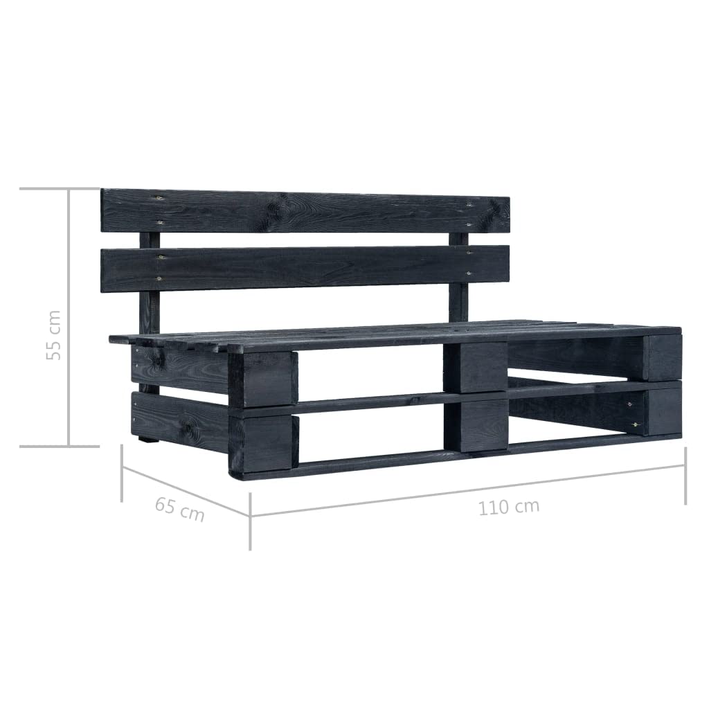 Banco para palés de jardín de madera de pino tratada a presión, 110 x 65 x 55 cm, resistente a la intemperie, con respaldo y reposabrazos, banco para terraza, balcón y jardín
