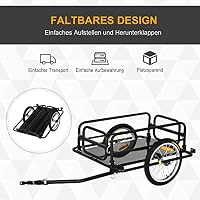 HOMCOM Fahrradanhänger Lastenanhänger 40 kg Schwarz 139 x 71,5 x 49 cm – Ansicht 4