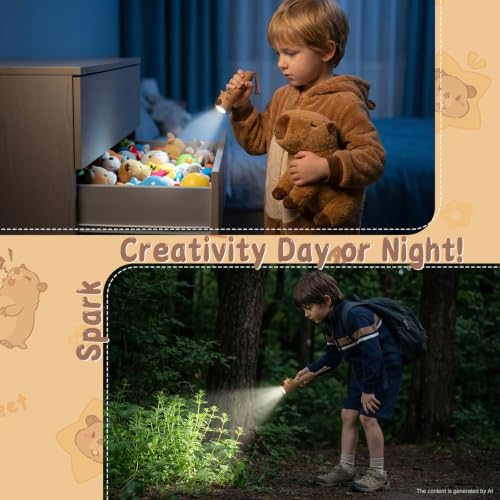 Image of Capibala Kid's Flashlight Rechargeable, LED Kid Flashlight for Boys and Girls, Suitable for Camping and Outdoor Exploration Students, Fun and Lightweight Flashlight, Birthday Gift