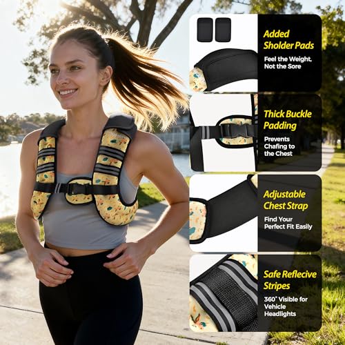 Image of PACEARTH Weighted Vest,6lb /8lb /10lb /12lb /16lb /20lb /25lb /30lb Weight Vest with Reflective Stripe, Body Weight Vests for Women, Men, Weight Loss Workout, Strength Training, Running, Walking, Jogging