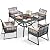 YITAHOME 5-Piece Outdoor Patio Furniture Dining Set, All-Weather Rattan Conversation Set with Wood Armrest, Soft Cushions and Glass Top Dining Table for Backyard Deck (Black+Light Gray)